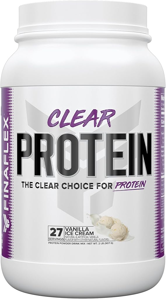 FINAFLEX CLEAR PROTEIN, Vanilla - 2 lb - Promotes Muscular Performance & Growth - Milkshake-Like Taste - Low Carb, Low Fat & Gluten Free - 27 Servings