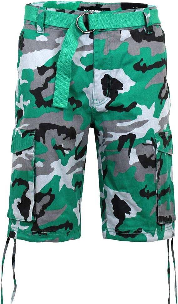 VICTORIOUS Men's Belted Ripstop Twill Camo Cargo Short