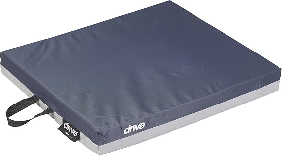 Drive Medical 14888 Skin Protection Gel "E" Wheelchair Seat Cushion, Gel Seat Cushion With Non-Slip Removable Cover, 18" x 16" x 2"