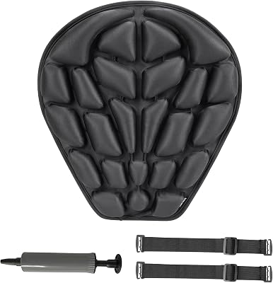 Motorcycle Seat Cushion Inflatable Pad, Pressure Relief Ride Motorcycle Air Cushion Cover Large for Cruiser Touring Saddles Compatible with Harley Davidson Motorcycle Standard-Black