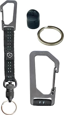 Trayvax Link Lanyard Keychain, Quick Release Climb-Spec Nylon Carabiner Key Chain for Men and Women, Stainless Steel, BlackBlue