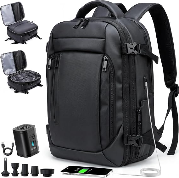 Vacuum Backpack Travel Bag with Pump, 40x30x20 Underseat Cabin Bag