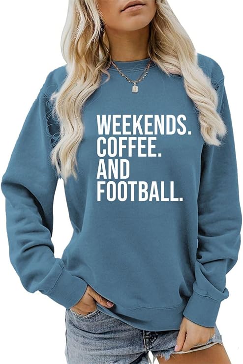 Weekends Coffees And Football Sweatshirt For Women Game Day Shirt Football Sweatshirt Football Long Sleeve Shirt