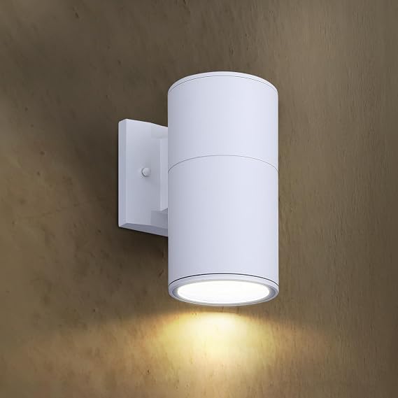 ASD 1 Light Exterior Lighting Fixtures - 60W E26 120V Cylinder Up and Down White Modern Outdoor Wall Light, LED CFL Incandescent Bulb Patio Wall Light Fixture, Waterproof Outdoor Sconce Lights ETL