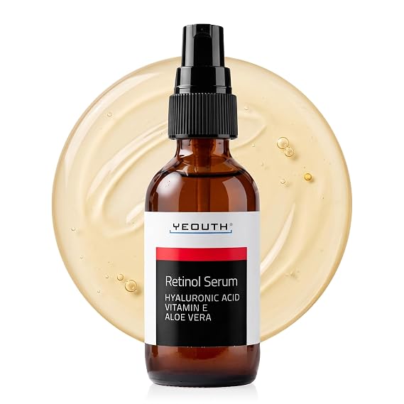YEOUTH Retinol Serum for Face with Hyaluronic Acid and Vitamin E, 1oz | Gentle Retinol Skin Booster Serum, Targets the Appearance of Fine Lines, Wrinkles, Uneven Tone, Texture, Enlarged Pores