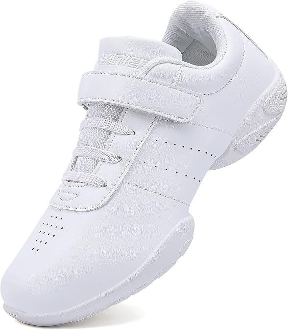 BAXINIER Girls White Cheerleading Dance Shoes