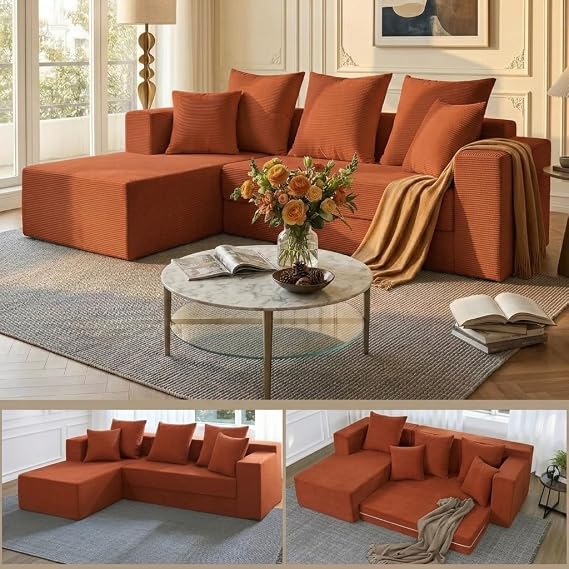 YINIX 3-Seater 4-in-1 Modular Sectional L-Shaped Foldable Sofa Bed