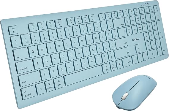 Macally Wireless Keyboard and Mouse Combo for Mac mini/Pro, iMac, MacBook, iPad, iPhone - Compatible Bluetooth Apple Keyboard and Mouse Combo (Multi Device, Rechargeable, Emoji Keys)