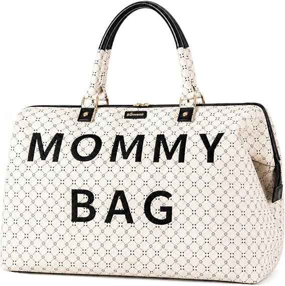 SUNVENO Mommy Bag, Large Hospital Bag with Changing Pad, Organizer Pouches & Luggage Sleeve for Travel & Diaper Essentials