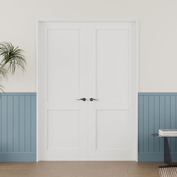 36x80 Interior Double Door Slab,2 Panel Solid Core Doors,Bedroom Door Panel