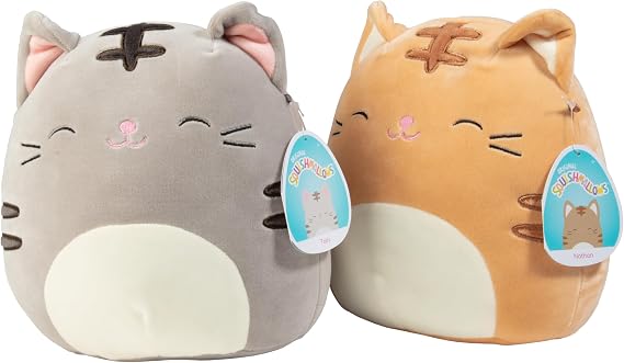 Squishmallows 8-Inch Mystery Cat Jazwares Plush Receive Orange or Grey | Soft Squishy Collectible Kitty Blind Assorted Stuffed Animal Toy Gift for Kids, Boys & Girls