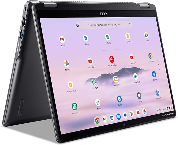 Acer Chromebook Plus Spin 514 Laptop with Google AI 14" WUXGA 1920x1200 IPS Touch Display Intel Core 3 Processor 100U 8GB LPDDR5X 128GB UFS WiFi 6E FHD Webcam Chrome OS CP514-4HN-30UC