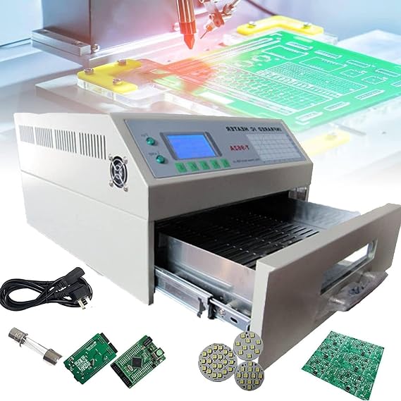 Reflow Soldering Machine 1500W Infrared Heater Soldering Machine T962A Reflow Solder Oven BGA SMD SMT Rework Station Desktop Reflow Oven Soldering Station,Welding Area 32x30cm