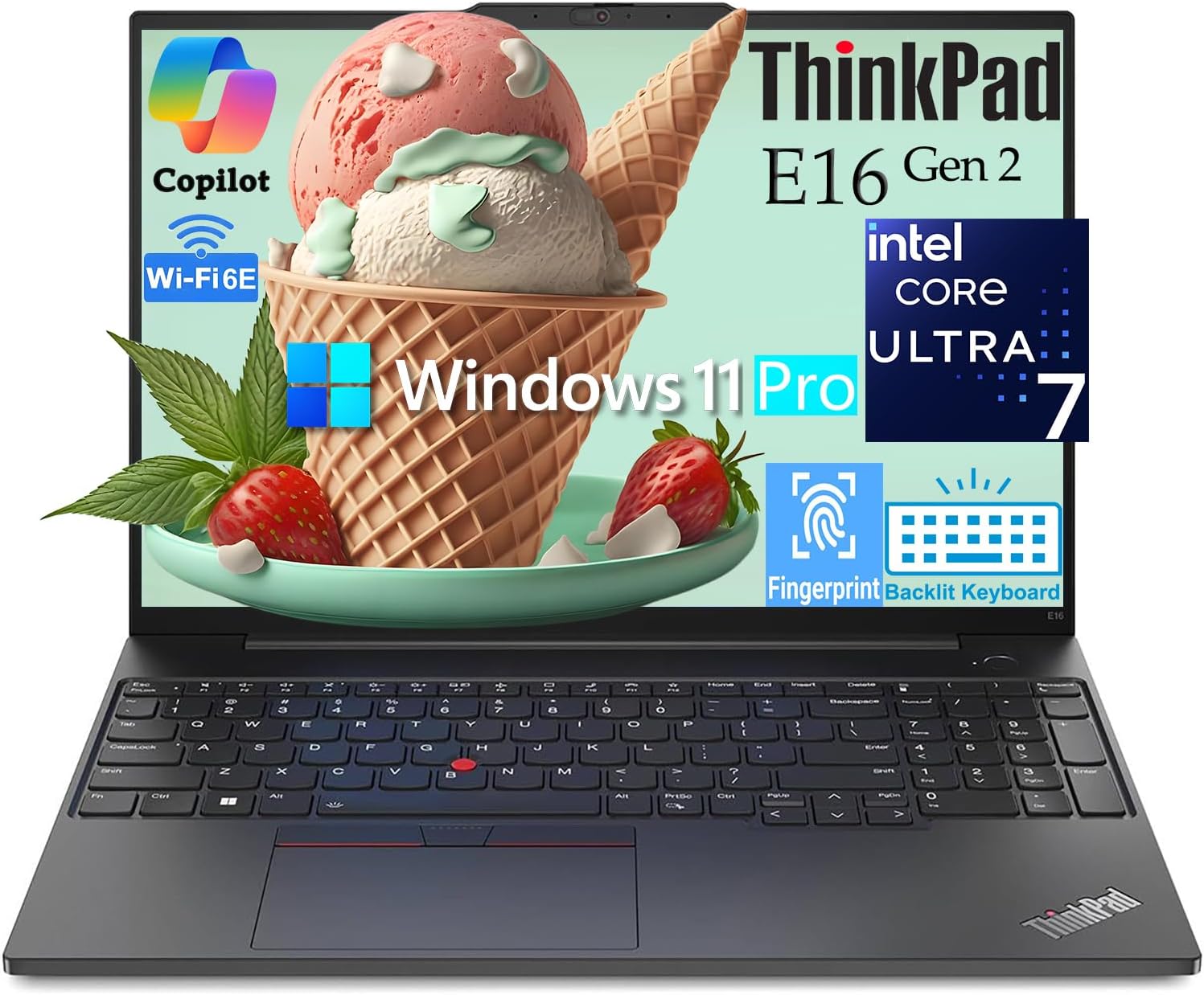 Lenovo ThinkPad E16 Gen 2 Business Laptop, Intel 16-Core Ultra 7 155H Beat i7-13705H, 32GB DDR5 RAM, 1TB PCIe SSD, 16 FHD Computer, WiFi 6E, Backlit KB, Fingerprint Reader, Windows 11 Pro, Wendbo