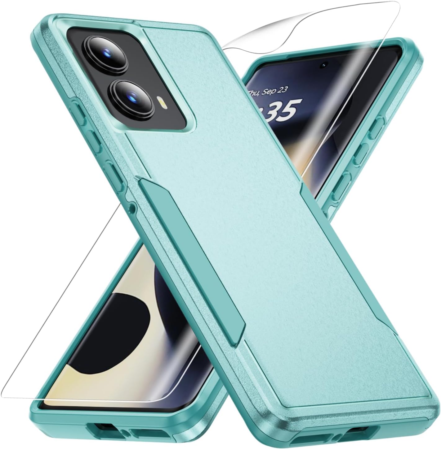 for Motorola Edge 2024 Case, with HD Screen Protector [Military Grade Drop Tested] Heavy-Duty Tough Rugged Shockproof Protective Case for Moto Edge 2024, Green