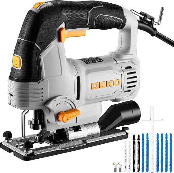 6.7-Amp Jig Saw Corded: Electric Jigsaw Tool Power Jig Saws for Wood Cutter with 6 Variable Speed Up to 3000 SPM, 4 Orbital Settings, LED Light & 45 Bevel Cutting, Tool-Free Blade Change