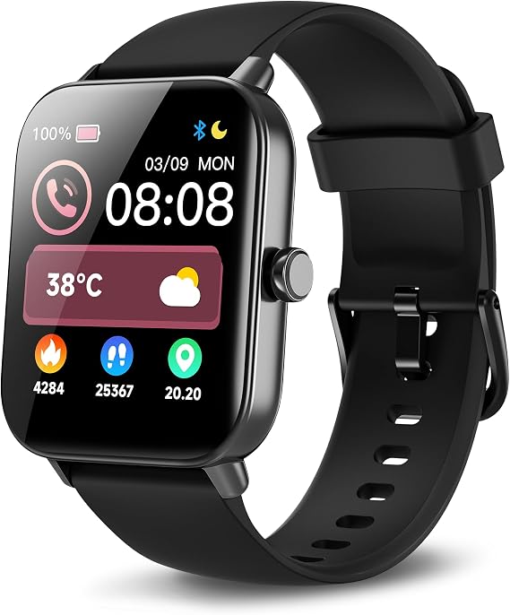 Smartwatch Men Women with Phone Function and Alexa Built-in 1.8 Inch Fitness Watch with Pedometer Heart Rate SpO2 Sleep Monitor Watch 100+ Sports Modes Watch IP68 Waterproof Sports Watch for Android iOS