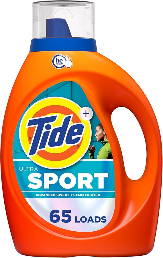 Tide Ultra Sport Liquid Laundry Detergent, 92 fl oz, 65 Loads, Laundry Detergent Liquid with Advanced Sweat plus Stain Fighters