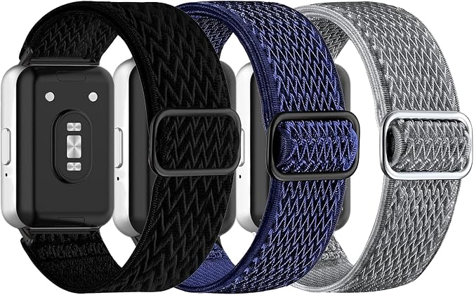 Elastic Nylon Bands Compatible with Samsung Galaxy Fit 3, Breathable Adjustable Stretchy Nylon Replacement Straps Wristbands for Galaxy Fit3 SM-R390 Watch Women Men