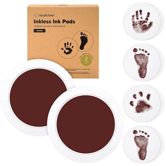 2pk Inkless Baby Hand and Footprint Kit Mess Free Ink Pad (Auburn, Round)