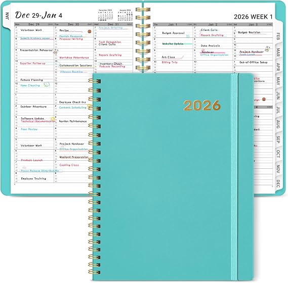 2026 Appointment Book Planner, Quarter-Hourly, Weekly & Monthly Appointment Planner (January 2026 - December 2026), 8.5"x11" Schedule Book with Flexible Cover & Tabs, Perfect for Office School Supplies - Aquamarine