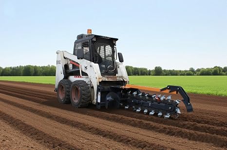 Field Trencher Skid Steer Attachment 48" Trenching Depth, 8" Cutting Width, 15-25 GPM @ 3000 psi Hydraulic Flow for Agriculture Gardening Municipal Landscape, US Stock