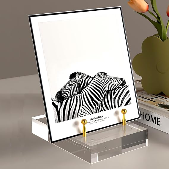 SVENJBB Acrylic Easel Display Stand with Adjustable Gold-Toned Pegs Crystal Clear Acrylic with Floating Appearance, Ideal for Photos, Cookbooks, Invitations, and Plates, 1Pack