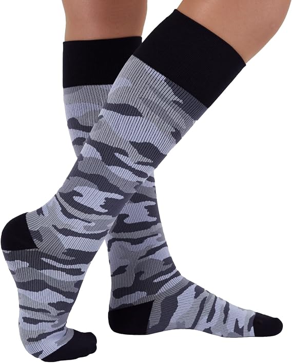 Rejuva Camo Pattern 20-30 mmHg Graduated Compression Socks for Women & Men