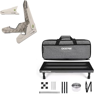 Ghost Fire Guitar Pedal Board Aluminum Alloy 1.5lbs Super light Effect Pedalboard19.7x7 with Carry Bag,SPL-02 and Guitar Stand GBS-5