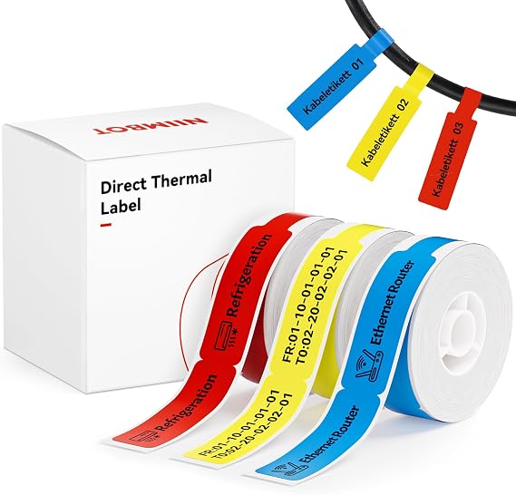 NIIMBOT D11 D110 Cable Label Set 0.47" X 4.29" (12.5 X 109mm)