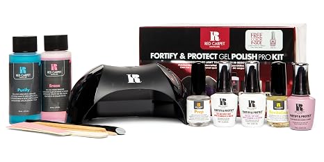 Red Carpet Manicure Fortify & Protect Kit Essentials for UV/LED Gel Application. Vitamin A & Biotin Infused, Long-Lasting, Chip-Resistant Manicure