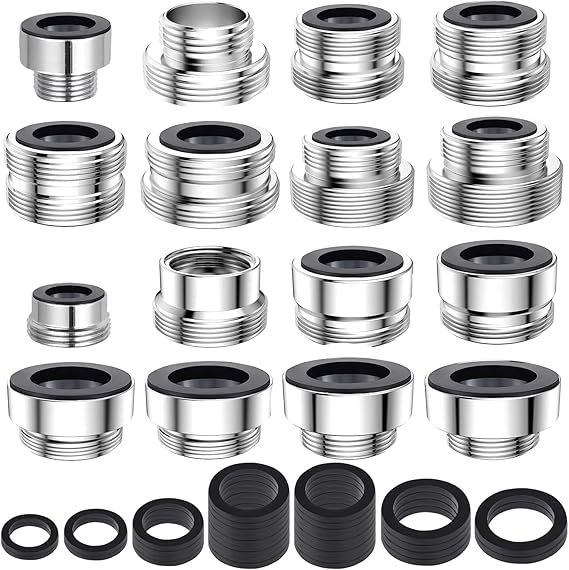 16pc M22 Faucet Adapter Kit - Male & Female M22 Sink Faucet Adapter Set with Diverter & Hose Connection