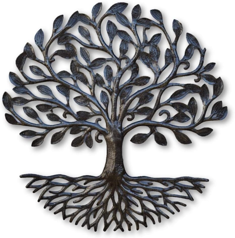 Its Cactus Wall Decor, Tree of Life, Round Garden Plaques, Lightweight Plaques, Decorative Family Artwork, Nature Inspired, Handmade in Haiti 17.25 Inches Round, Fair Trade Hanging Art