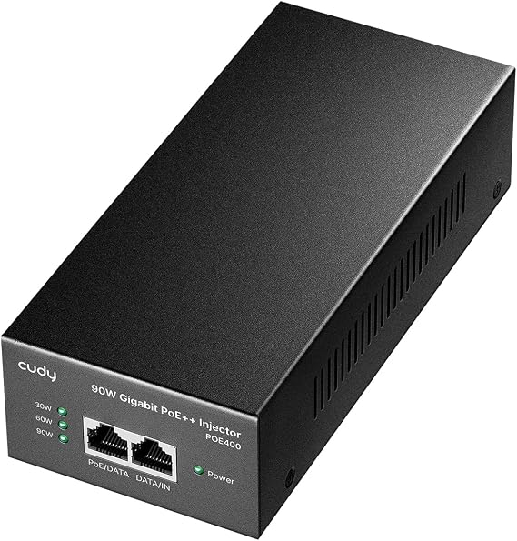 Cudy POE400 90W Gigabit Ultra PoE++ Injector Adapter, IEEE 802.3 bt /802.3at/802.3af Compliant, Up to 90W Ultra Power Supply, 10/100/1000Mbps Shielded RJ-45, Plug & Play, Metal housing