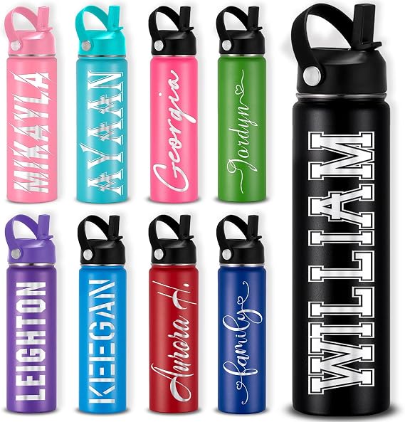 Custom Water Bottle Personalized for Kids Adults 12 16 18 24 32 40oz Customized Gifts Cups with Name Engraved Insulated Stainless Steel Water bottles
