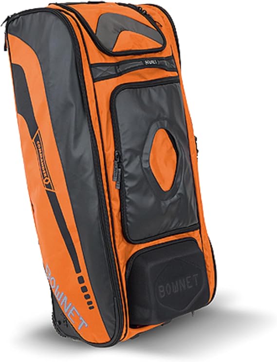 Bownet Commander Rolling Catcher's Gear Bag with Wheels Baseball & Softball Equipment Bag for Travel Ball, Youth & Adult, 14 Pockets, Molded Helmet Case, Airline Approved