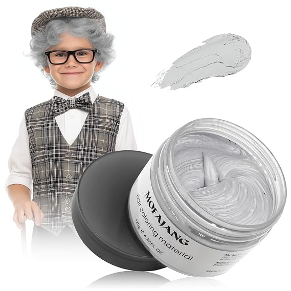 Sliver Gray Hair Color Wax for Men & Women, Temporary Hair Color, 4.23 oz