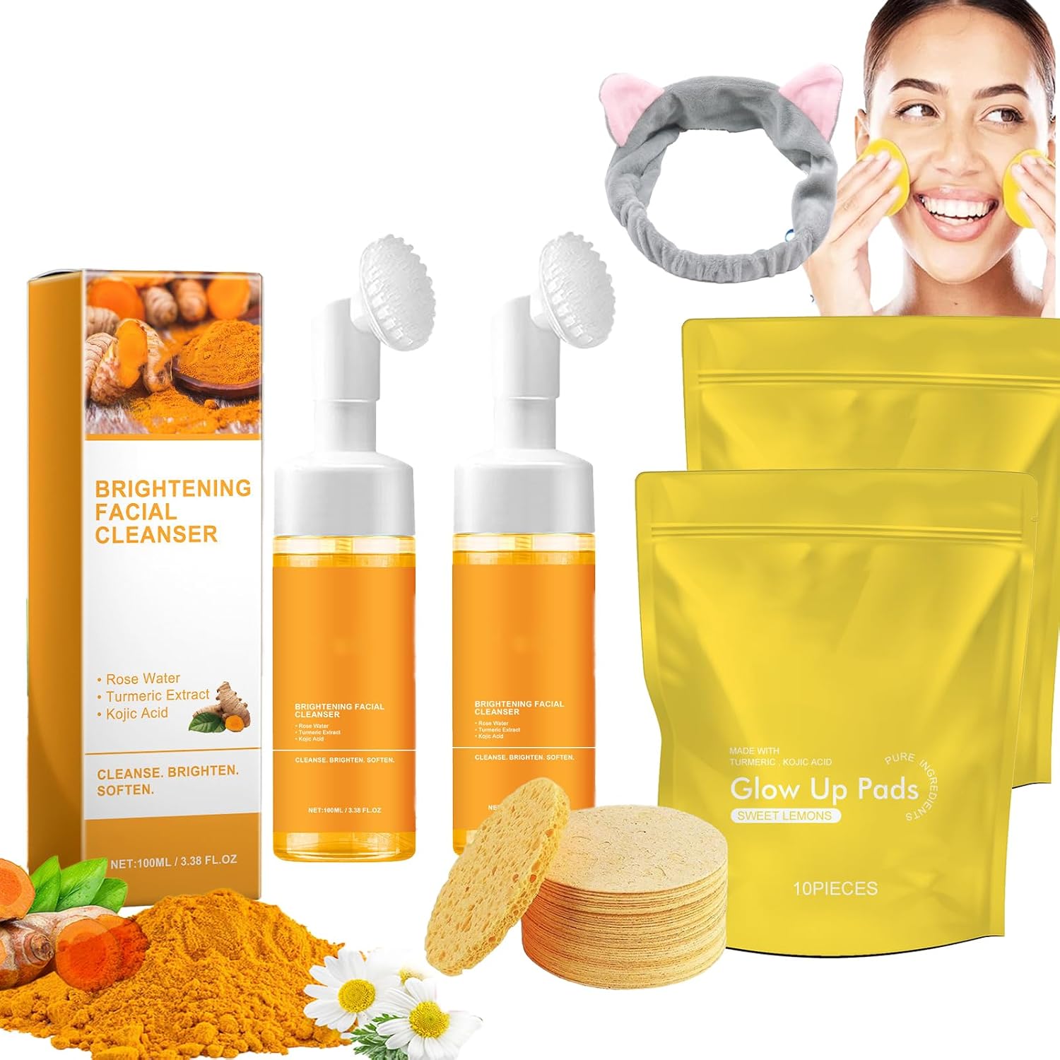Glow Wash Facial Cleanser, Glow Wash Salicylic Acid  Facial Cleanser, Glow up Face Wash, Glo Turmeric Face Wash, Glow Wash