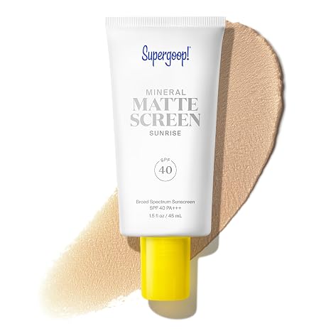Supergoop! Mineral Mattescreen SPF 40 - Mineral, Oil-Free Broad Spectrum Sunscreen - Smooths Skins Appearance, Minimizes Pores & Controls Shine - Water & Sweat Resistant