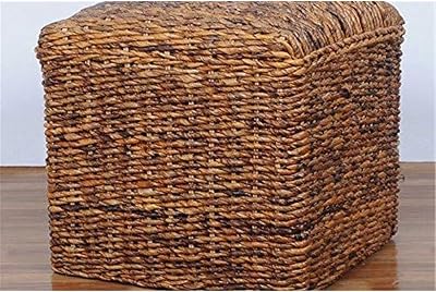 Maykoosh Square Twisted Ottoman, Exotic Hand-Woven Abaca Style with Foam Cushioning for Comfort, Dimensions: 18 L x 18 W x 16 H, Stylish Addition to Any Room