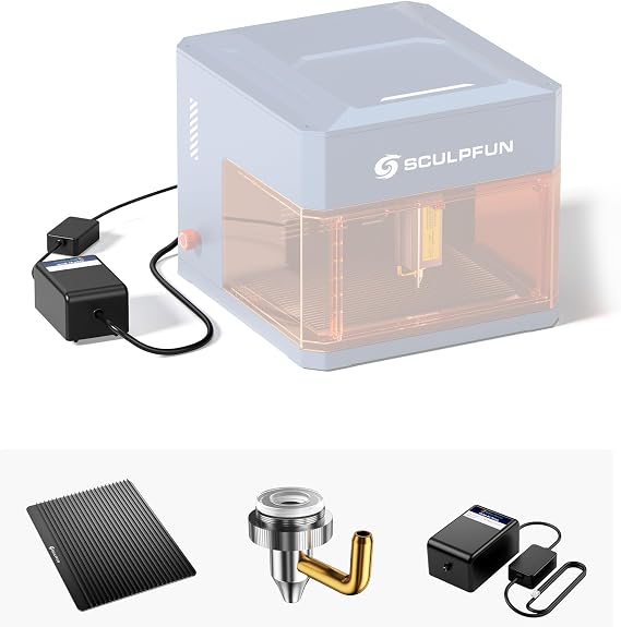 SCULPFUN iCube Ultra Air Assist Kit with Honeycomb Bed Plate, iAP Quiet Air Pump (<40dB) for Cleaner Cuts, Stable Airflow, Easy Installation, Reduce Scorch & Residue, Low Noise Low Vibration