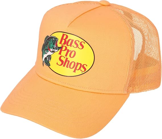 Bass Original Fishing Pro Trucker Hat Mesh Cap - Adjustable Snapback Pastel Orange, 5