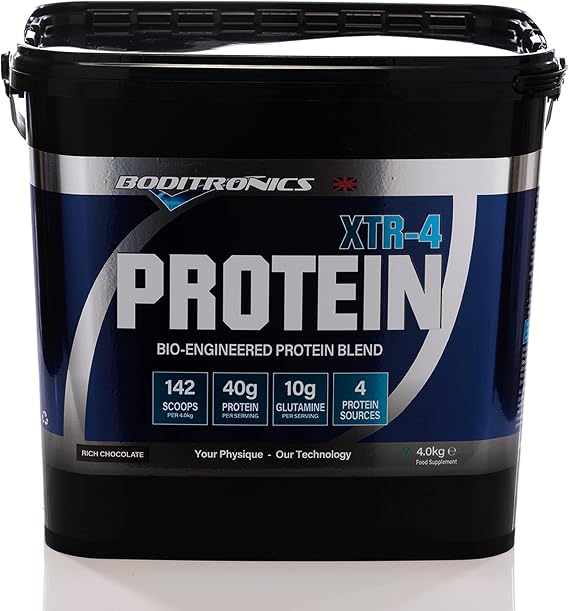 Boditronics XTR-4 Protein Powder is Protein Supplement with Whey Protein Concentrate, Micellar Casein, Soy Protein Isolate in High Glutamine and Amino Acids (Rich Chocolates, 4 kg)