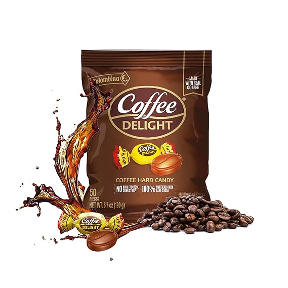 Colombina Coffee Delight Hard Candy - Pack of 50 Gluten Free Coffee-Flavored Candies Made w/Real Colombian Coffee (50 Count) - (6.7oz - 190g)