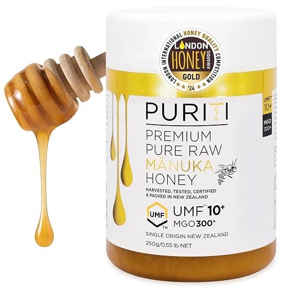 PURITI Manuka Honey MGO 300+ / UMF 10+ | 100% Pure Genuine Raw Manuka Honey | 8.8 Oz / 250g | Harvested, Tested, Certified and Packed in New Zealand