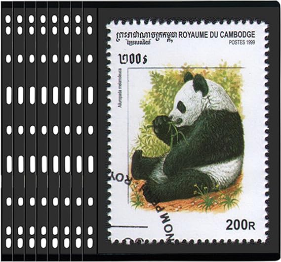MUQING 1 Row Stamp Pages for Stamp Album, 30 Sheets Sleeves for Stamp Collecting Supplies Binder Book