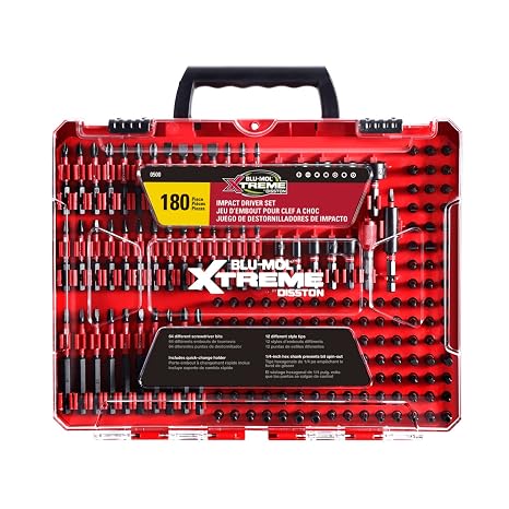 Disston BLU-MOL Xtreme 180 Piece Impact Driver/Screwdriver Bit Set E0100501