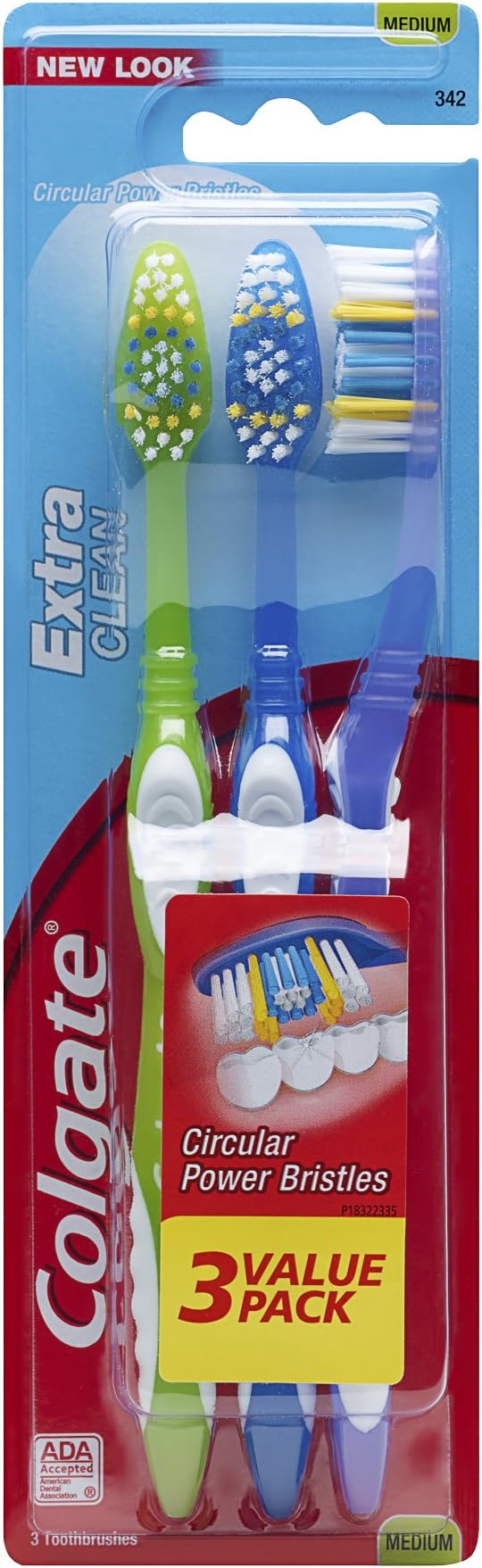 Colgate Extra Clean Full Head Toothbrush, Medium - 3 Count (Pack of 1)