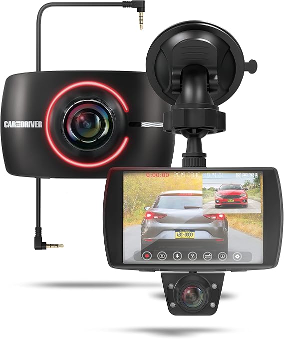 Full HD Dual-View Dash Cam, Front- and Rear-View System with Modular Camera, 150-Degree-Angle Lens, Night Vision, Collision Detection, and G-Sensor