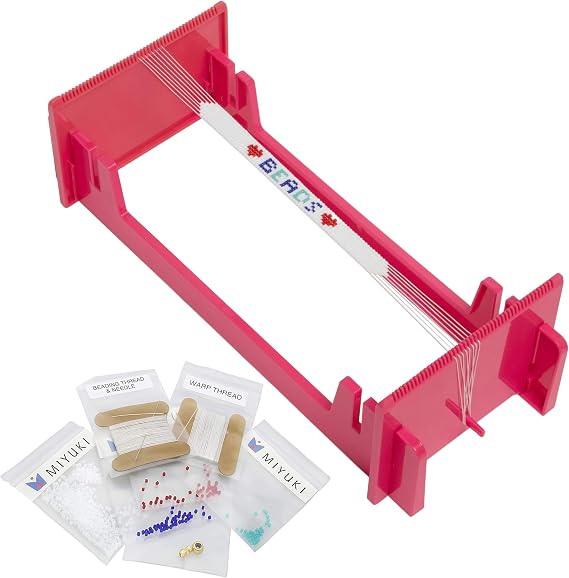 The Beadsmith LoomEEZ Japanese Bead Loom Kit Includes Adjustable Loom, Miyuki Glass Beads, Thread & Needle, Warp Thread, Findings and Instructions Make Bracelets, Necklaces, Belts, and More